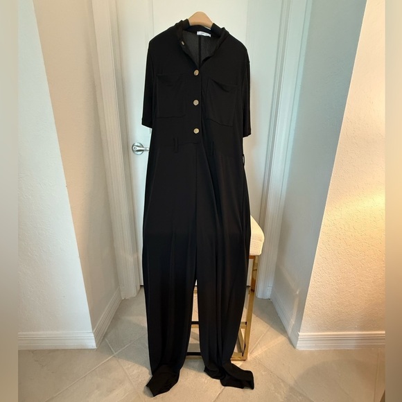 ZARA black jumpsuit gold buttons size M - Picture 1 of 4